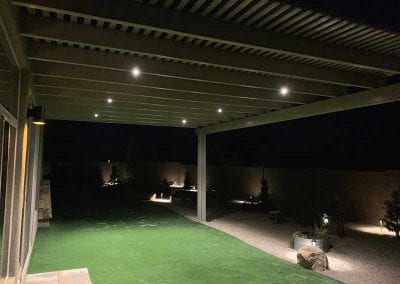 Picture of lattice patio cover at night